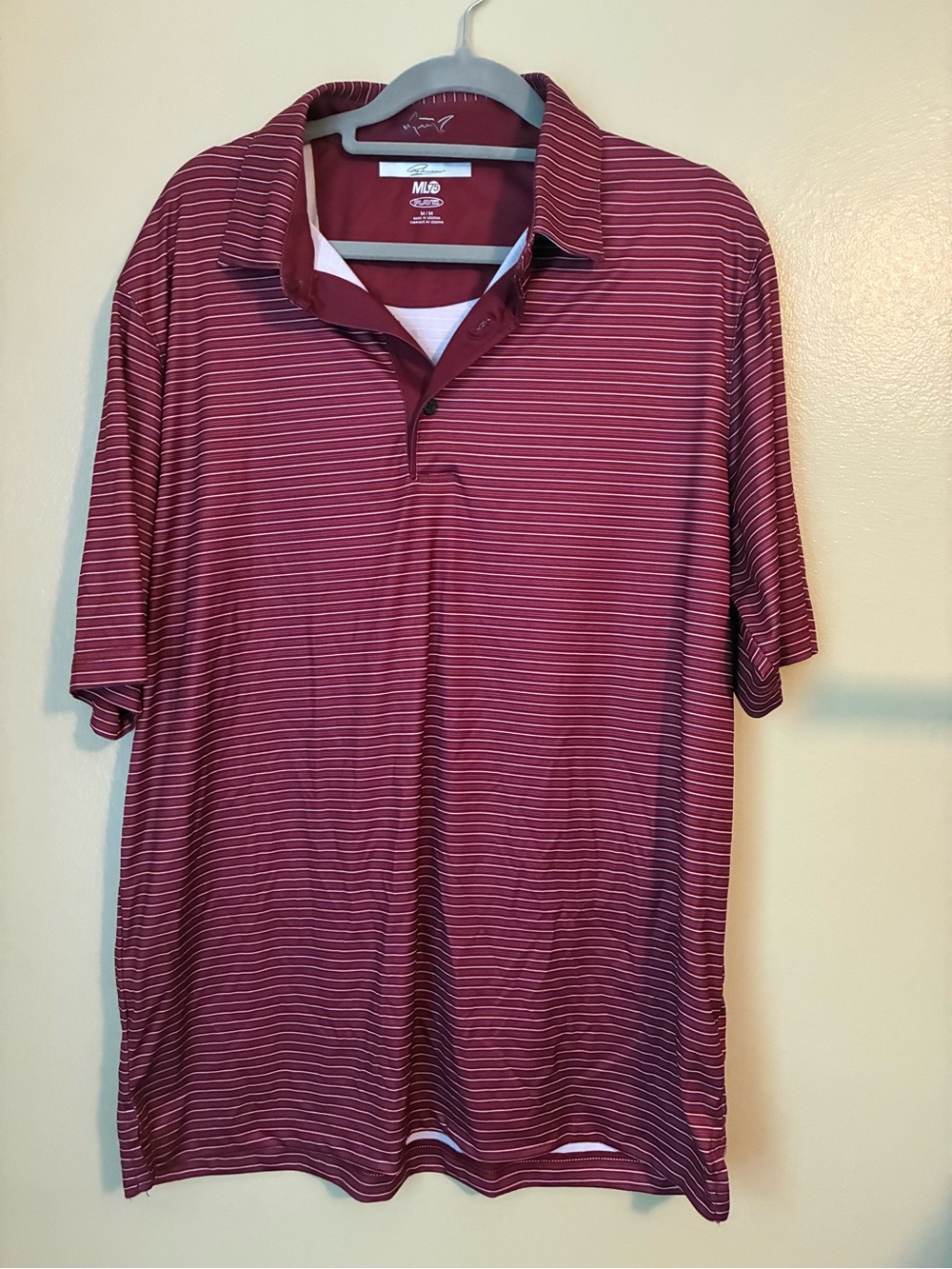 MLB Maroon and White Striped Polo Shirt